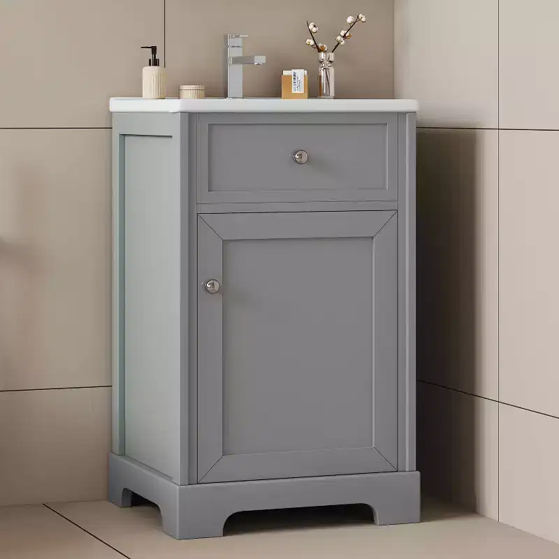 MAYEERTY 20 Bathroom Vanity with Sink Soft Closing Door Storage Rack Adjustable Shelf Gray