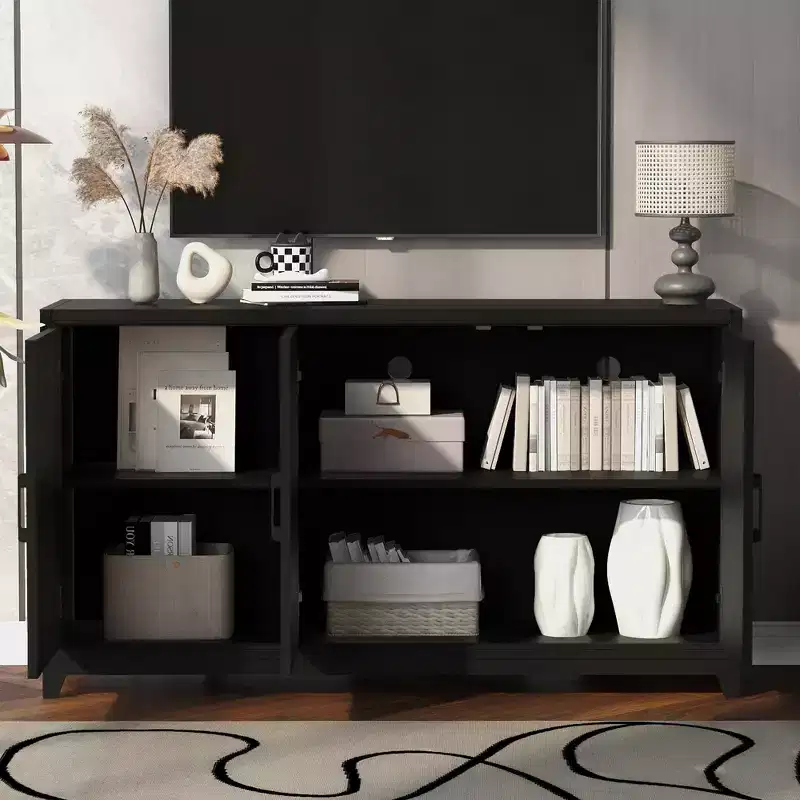 59W Modern TV Stand TV Console Cabinet Entertainment Center with Spacious Storage Space and Adjustable Shelves for TVs Up to 65-ModernLuxe