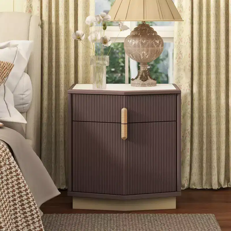 Christopher Knight Home Orrun Modern Bulging Designed Storage Nightstand with 2 Drawers