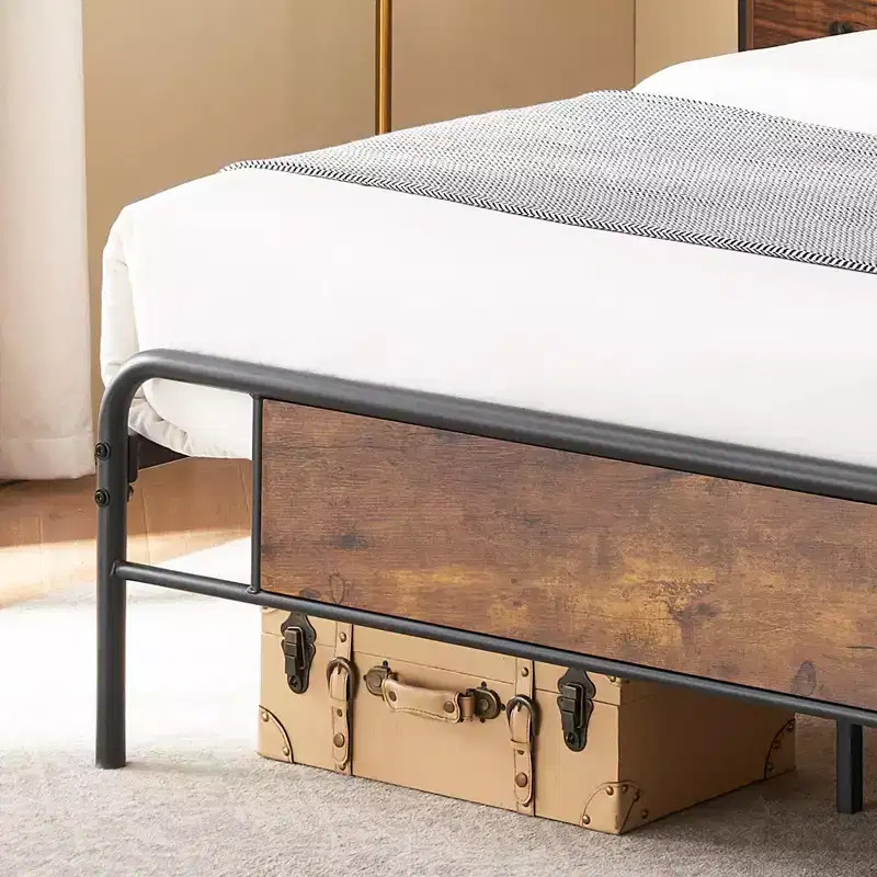 Queen Bed Frame with Headboard, Metal Platform Bed with Steel Slats, No Box Spring Required