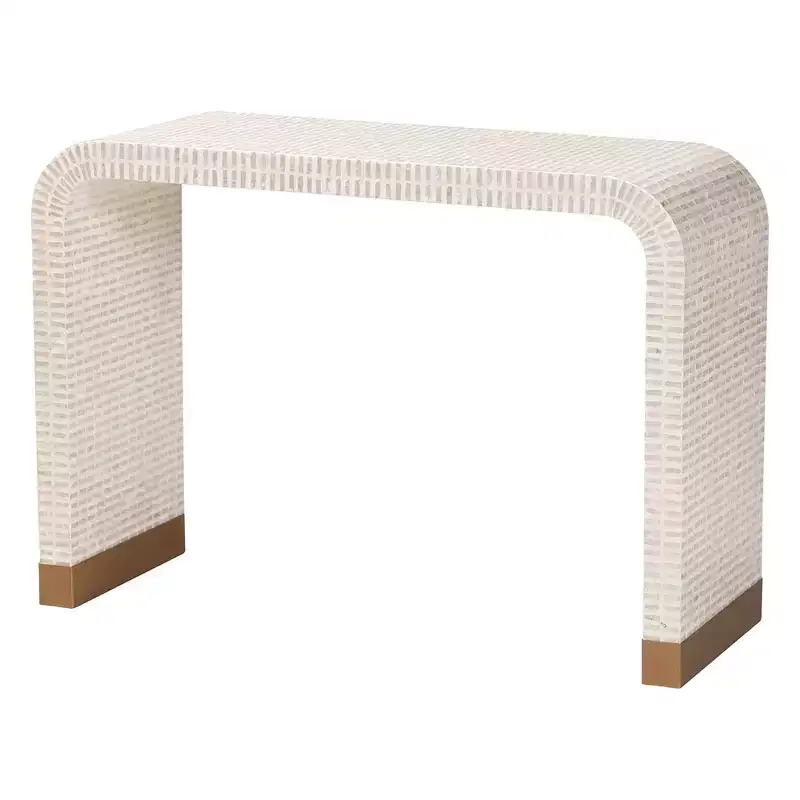 bali & pari 3pc Carlyn Mother of Pearl Capiz Shell Accent Table Set Beige/White/Gold