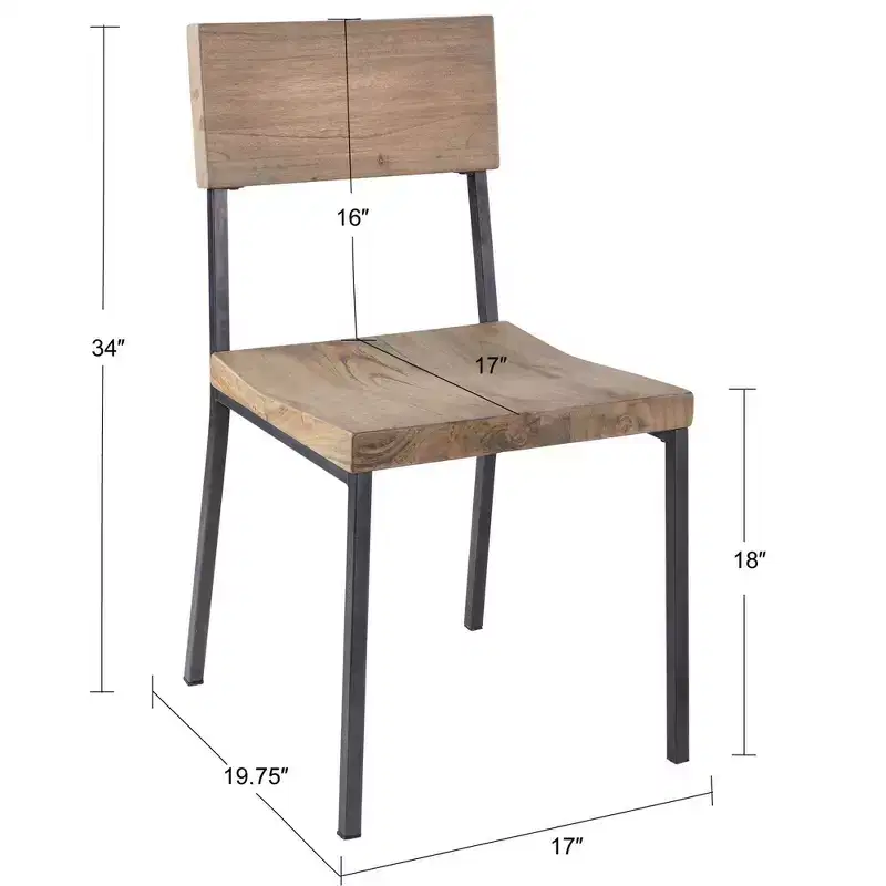 Set of 2 Tacoma Dining Chairs Barn Gray/Black: Ink+Ivy Metal & Wood Frame, 300 lbs Capacity, Spot Clean