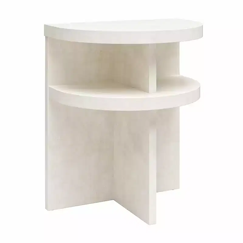 Daytona Modern Semicircle End Tables, Set of 2, Faux Plaster