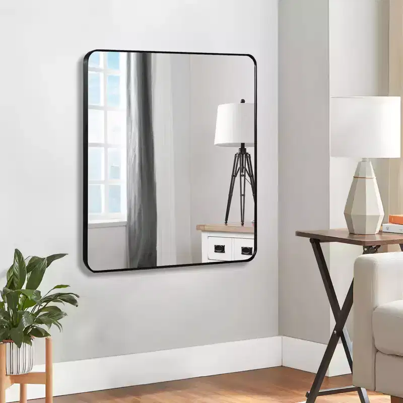 Square Metal Framed Wall Mirror
