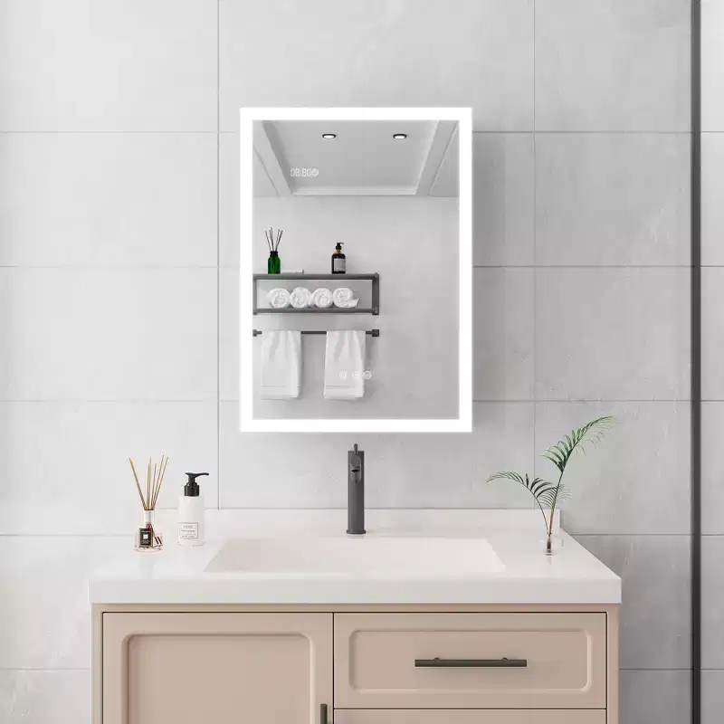 28x20 Inch LED Bathroom Medicine Cabinet with Lights and Mirror, Lighted Medicine Cabinet with Defogger