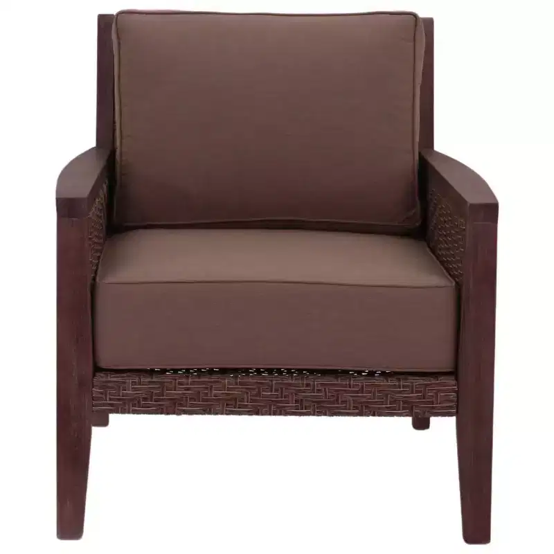 Courtyard Casual Buena Vista II Club Chair Stained Eucalyptus Wood KD Sunbrella Fabric