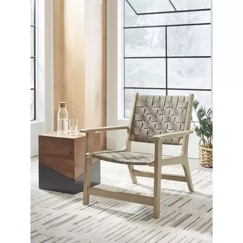 Jameset Leather Weave Accent Chair, Taupe
