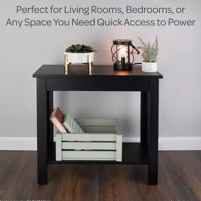 Lavish Home Narrow End Table with Charging Station