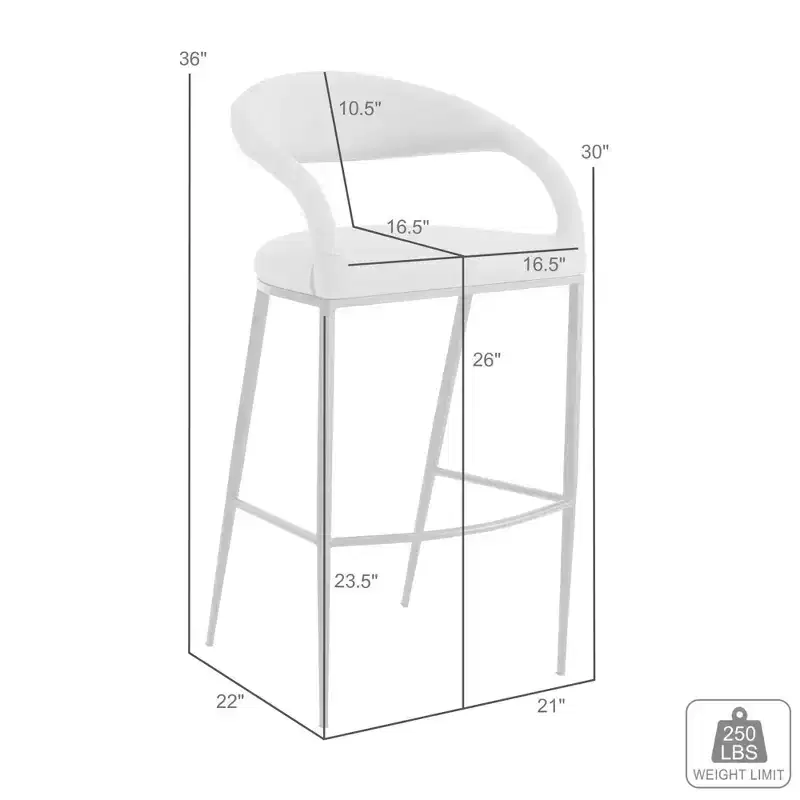 Armen Living 26 Ramona Iron and Faux Leather Counter Height Barstool