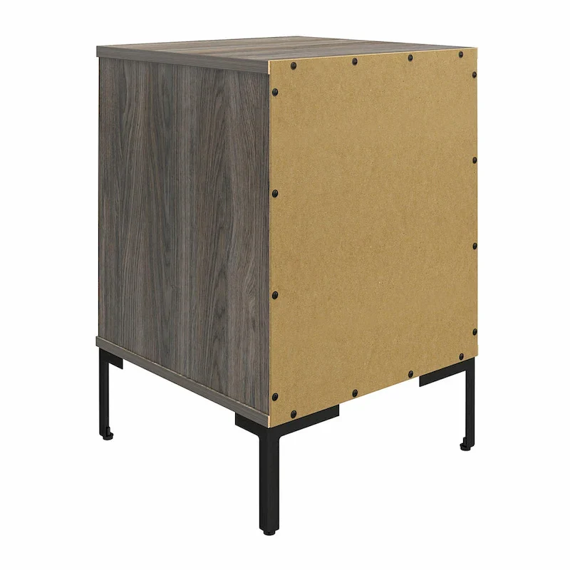 Rustic Nightstand with Open Shelf - Weathered Oak