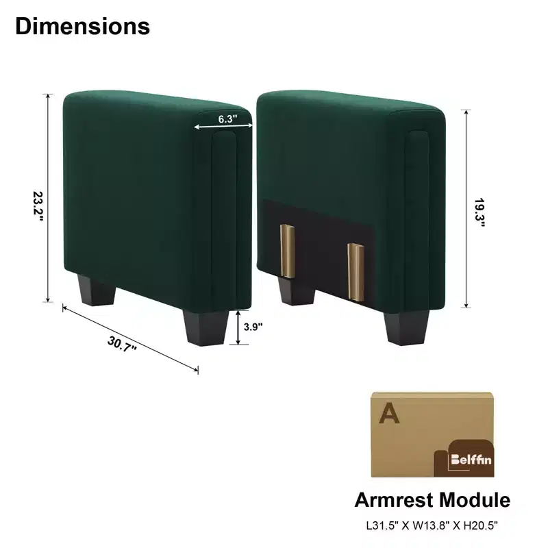 Belffin Modular Velvet Tufted Armrest Pair