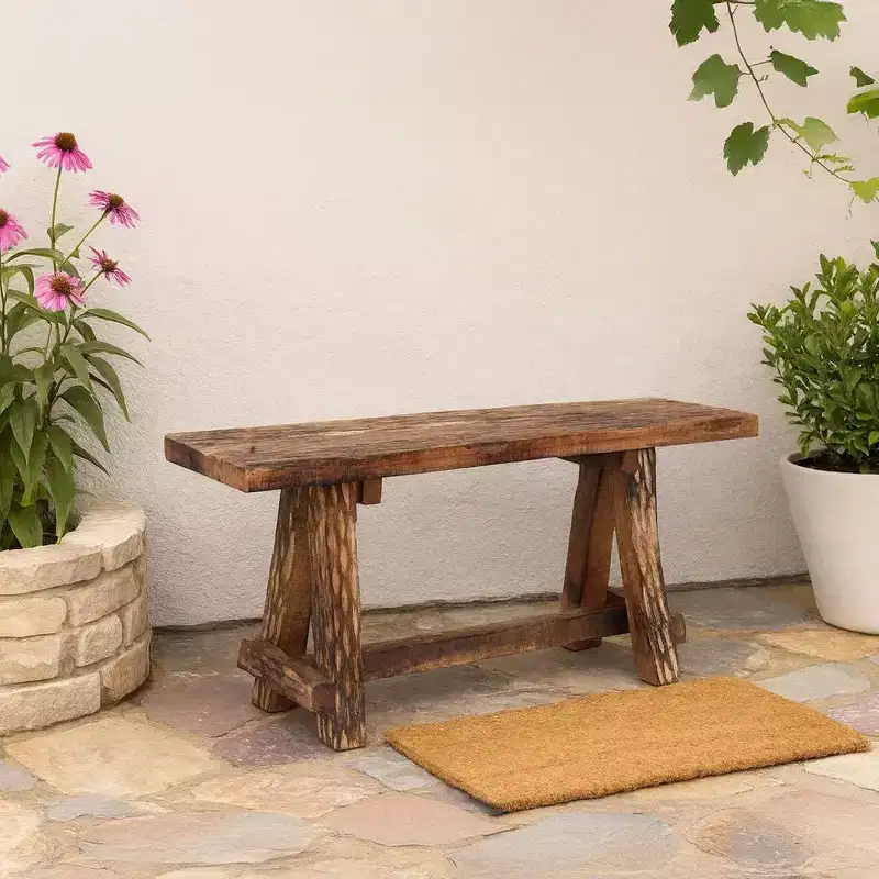 Royal Hampton Wooden Garden Patio Bench With Retro Etching