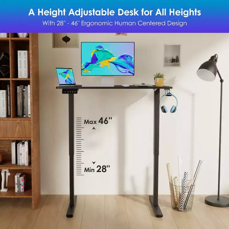 FDW 40/48/55 Adjustable Height Standing Desk Computer Desk with Large Space Office Desk with Electric Lifting and 2 Memory Function