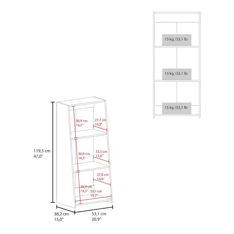 FM Furniture,Anthem Bookcase in melamine with three shelves
