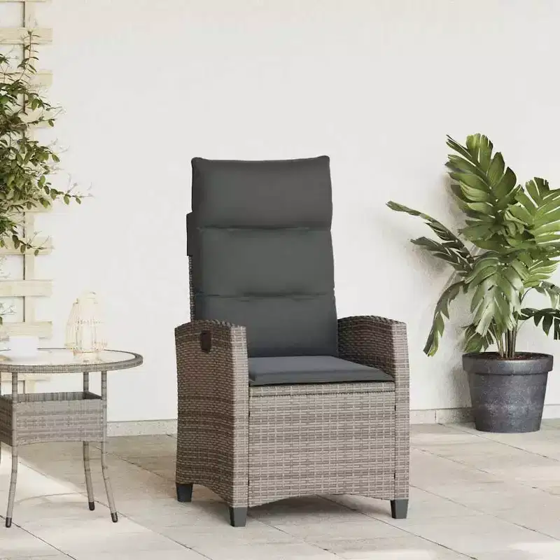 vidaXL Reclining Garden Chair PE rattan, powder-coated steel Medium
