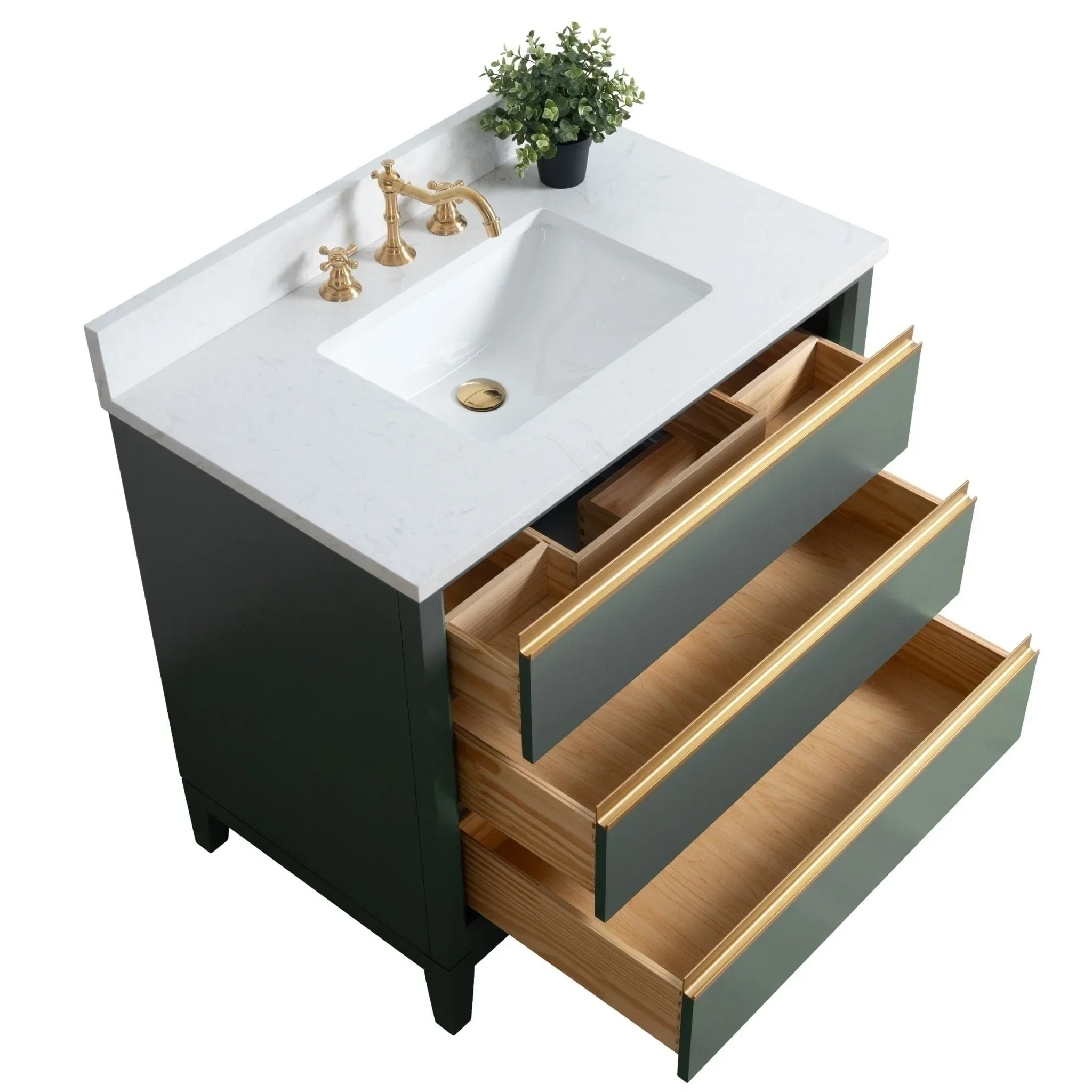Vanity Art Bathroom Vanity with Ceramic Sink and Engineered Marble Top