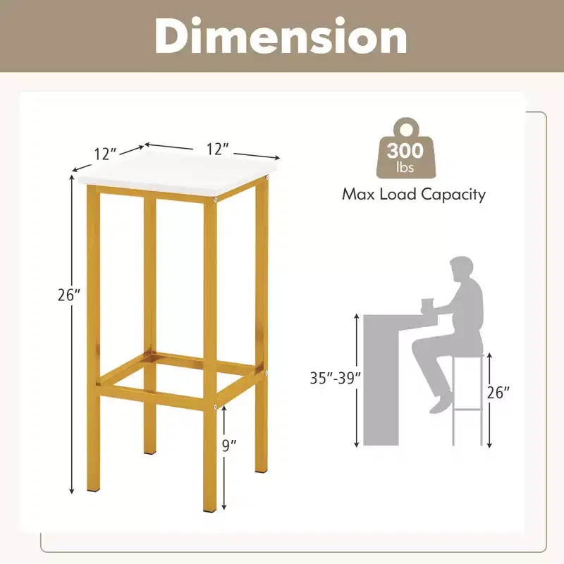 Costway 4 PCS 26Bar Stool Set with Metal Frame Footrest Backless Counter Height Stool Brown