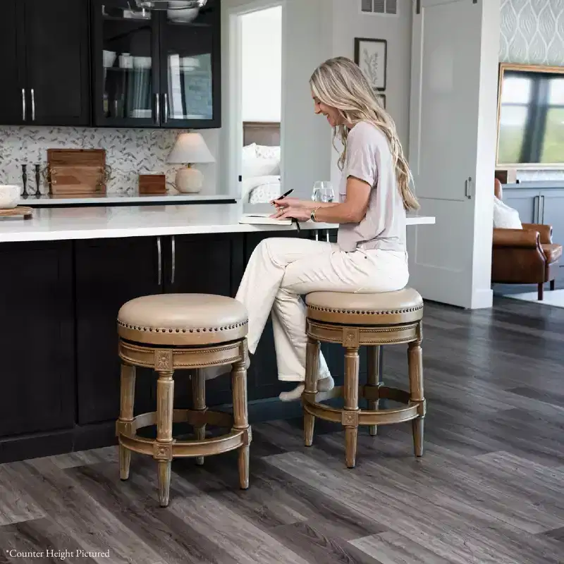 Maven Lane 31 Pullman Backless Swivel Bar Stools with Faux Leather