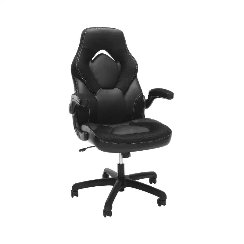 Ergonomic Gaming Chair | Flip-up Arms | Bonded Leather | 275 lb | 5-Year Warranty