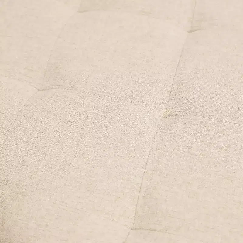 34 Round Cotton Linen Tufted Ottoman with Metal Frame
