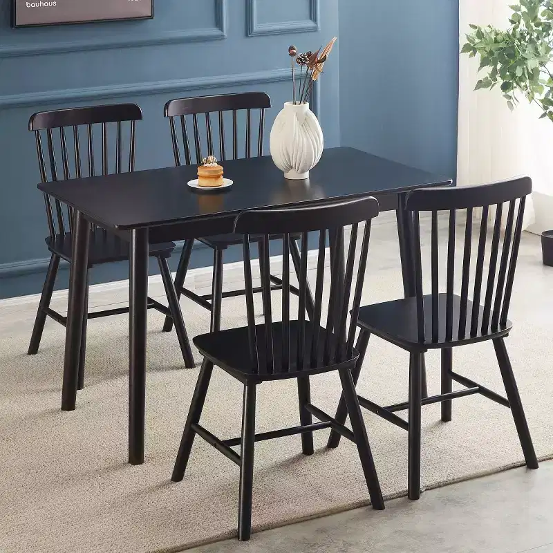 Set of 4 Farmhouse Solid Wood Dining Chairs with High Backrest, Vintage Side Chairs for Kitchen, Dining Room, or Living Room-Panipeachy