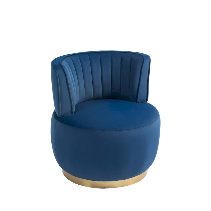 HOMEFUN Velvet Upholstered 360 Degree Swivel Armless Round Barrel Chairs