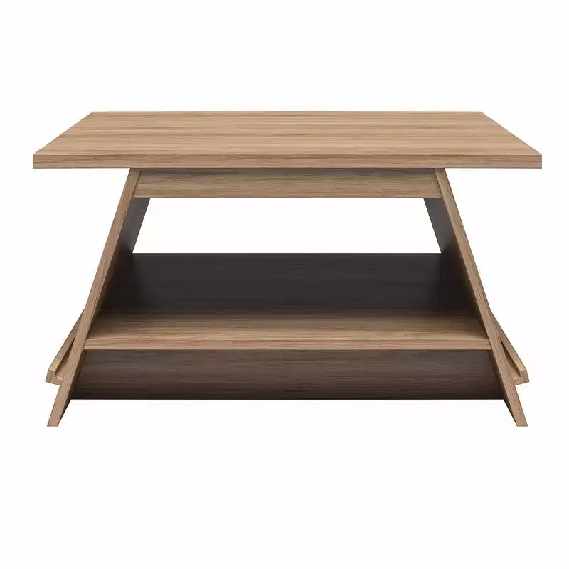 Walnut A-Frame Coffee Table with Magazine Perch