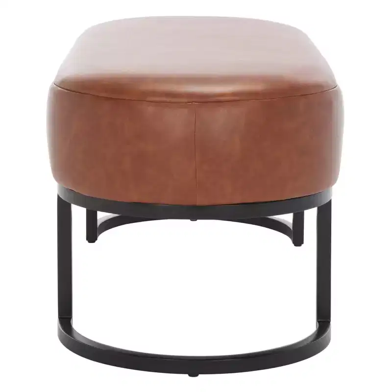 Oval Bench, Grey PU Leather Seat, Elegant Accent Seating - BCH6403