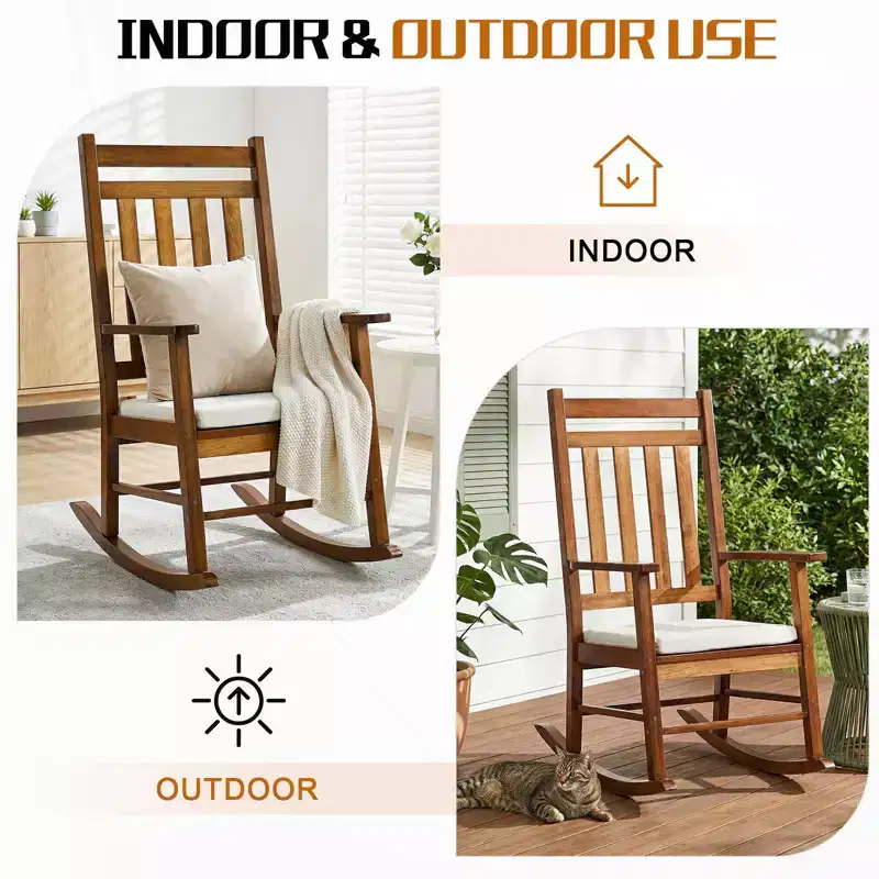 Karl Home | Solid Wood Patio Rocking Chair