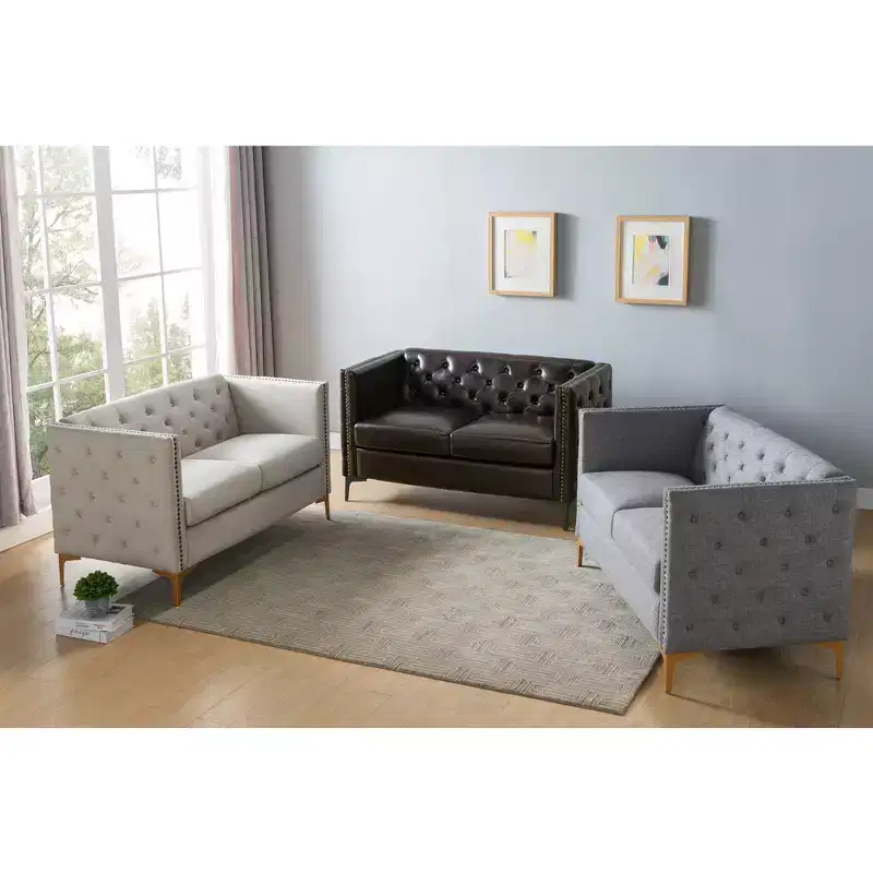 Gasper Tufted Upholstered Loveseat Light Gray - HOMES: Inside + Out