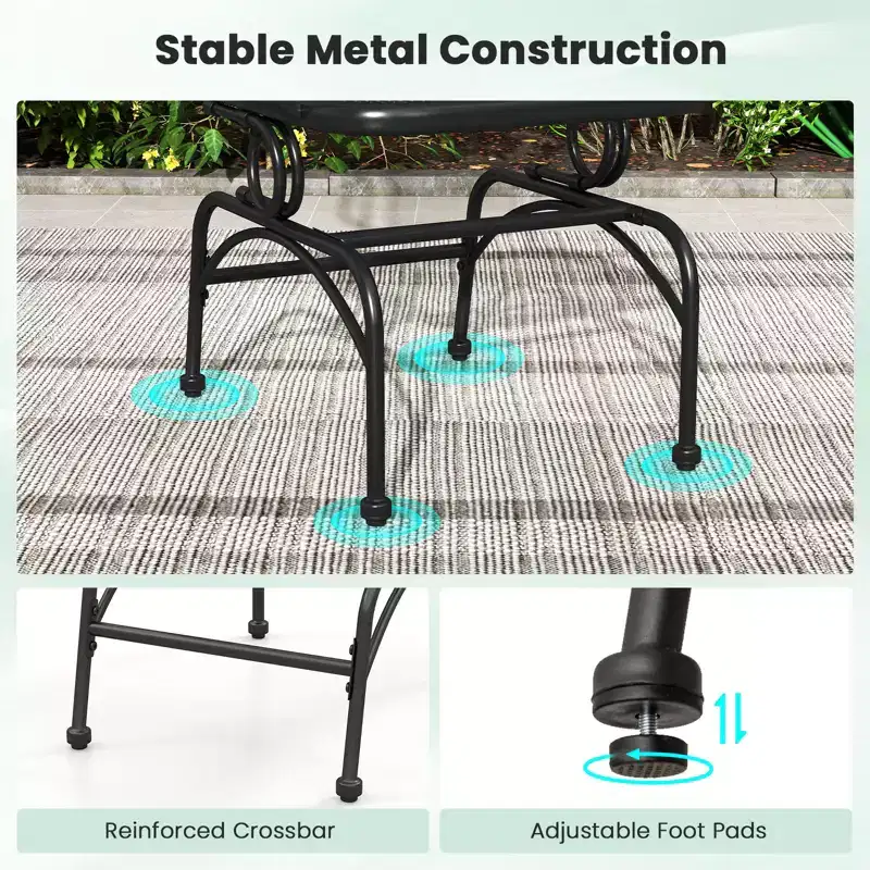 Costway Patio Rocking Chairs Set of 2 w/ Metal Mesh Backrest & Seat Armrests Gentle