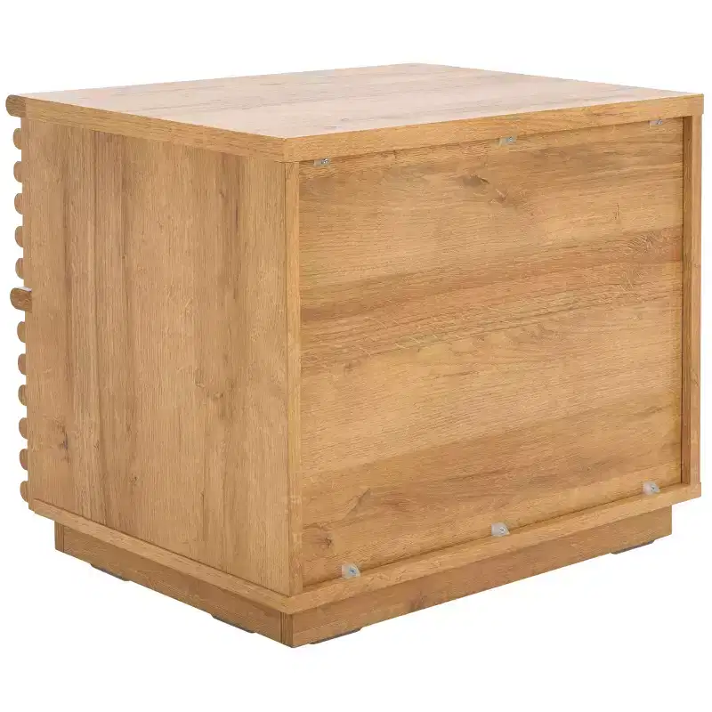 2-Drawer Nightstand with Reeded Wood Detail & Tapered Legs, Walnut Finish