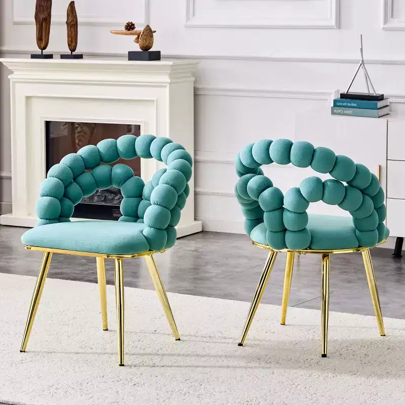 Set of 2 Modern Dining Chairs with Spherical Tufted Upholstery, Stylish Accent Chairs for Kitchen, Dining Room, or Living Areas-Panipeachy