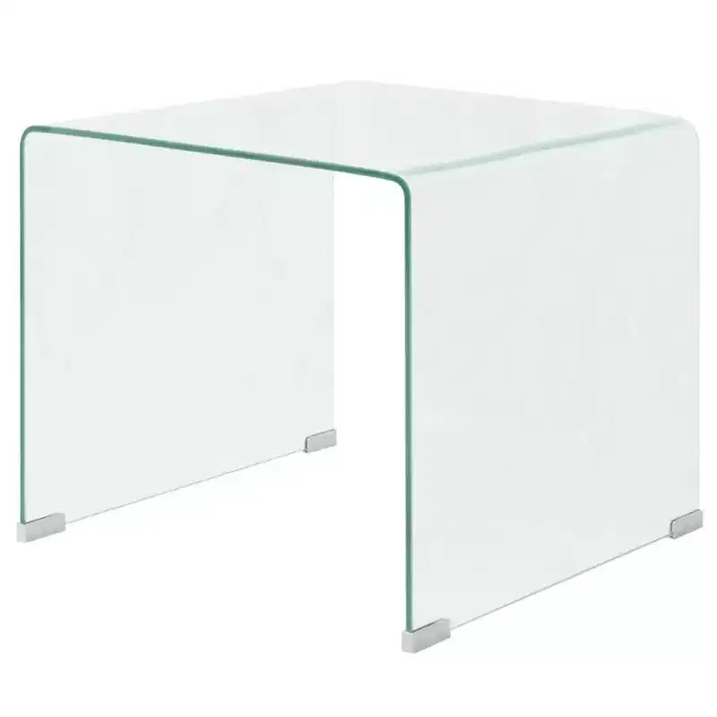 Modern Clear Coffee Table - Tempered Safety Glass Table - Compact Furniture Suitable for Living Room or Bedroom - 19.5x19.7x17.7