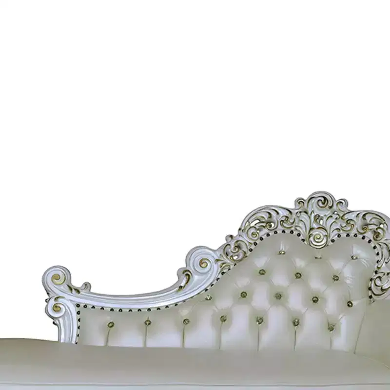81" Vendome Chaise Lounge Synthetic Leather and Antique Pearl Finish - Acme Furniture