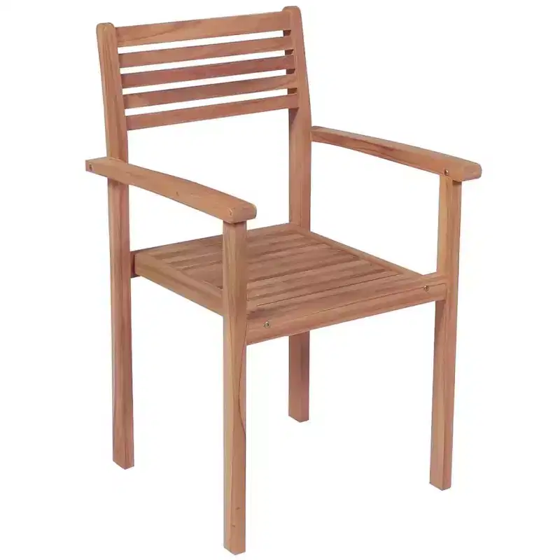 vidaXL Patio Chair Set of 8 Teak Teak Wood Standard Stackable