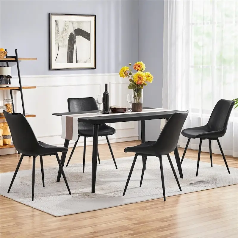 Yaheetech 2PCS Faux Leather Dining Chairs With Metal Legs - N/A