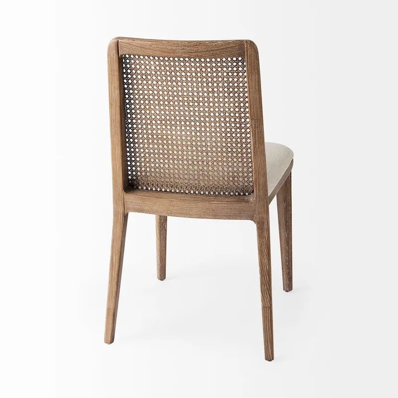 Clara Light Brown Wood Cream Seat Armless Dining Chair