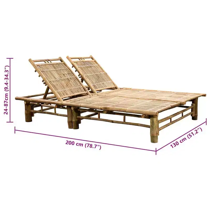 vidaXL Sun Lounger Natural bamboo, (cushions)