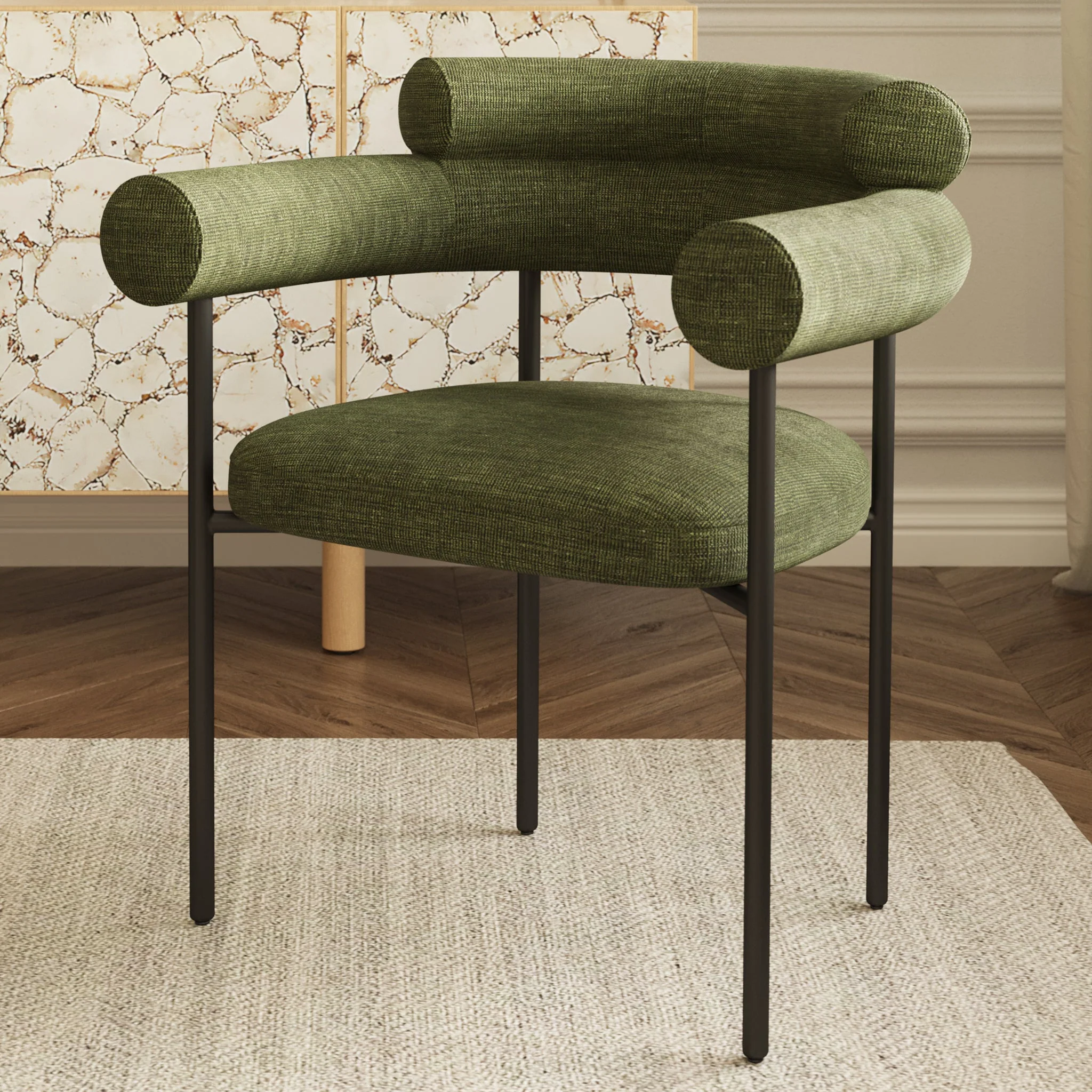 Modern Moss Green Dining Chair for Dining Room