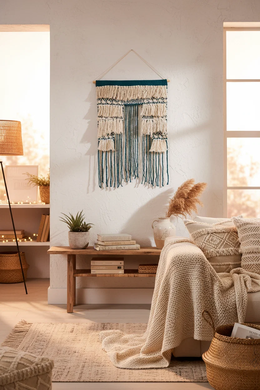 Decorazione da parete in tessuto Cotone 77 cm Beige chiaro