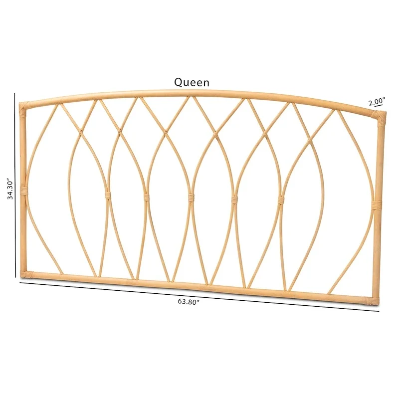 Halia Modern Bohemian Natural Rattan Wall-mountable Headboard-Queen