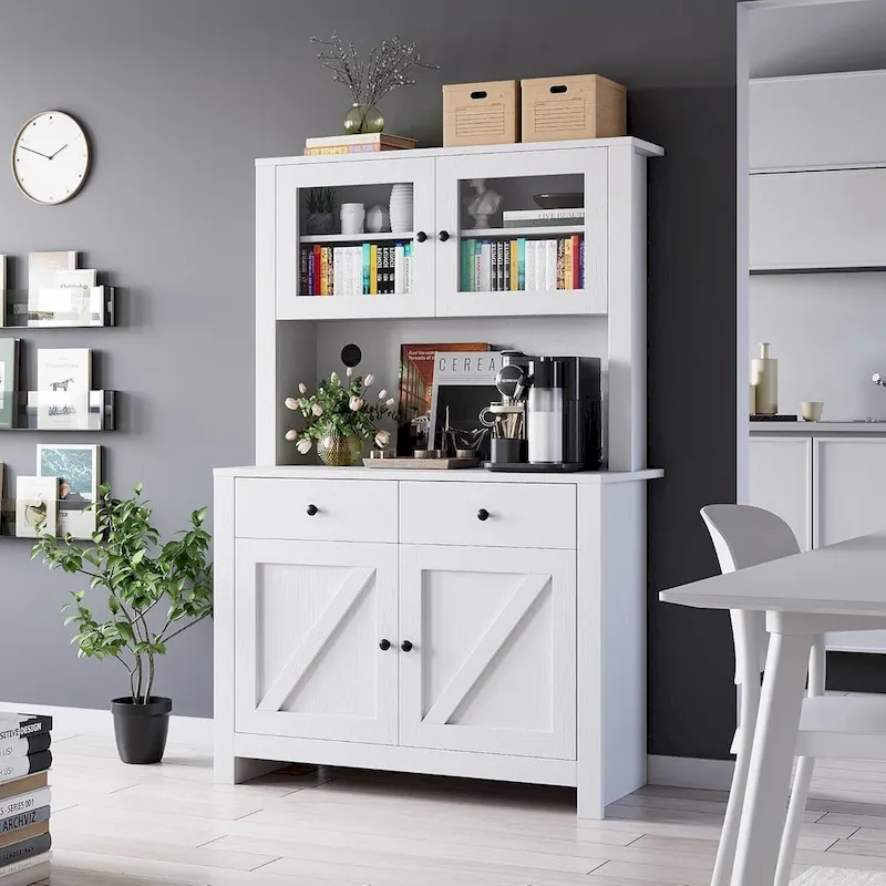 Kitchen Pantry Cabinet with Microwave Stand