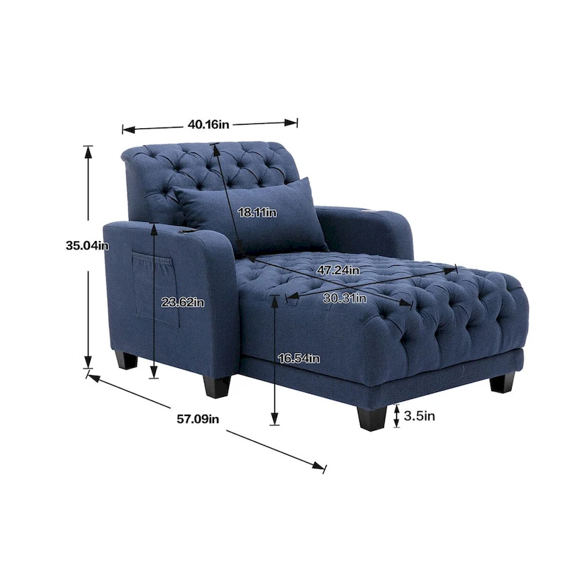 Clihome Tufted Reclining Chaise Lounge