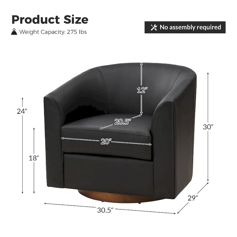 Haley Modern Swivel Barrel Faux Leather Chair with Solid Wood Base Set of 2