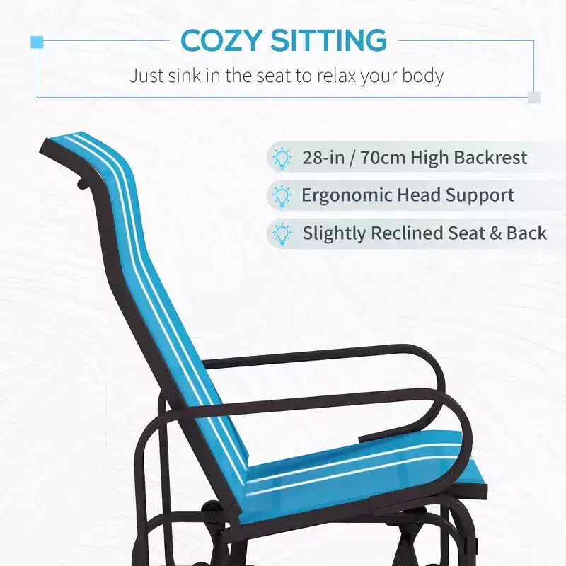 Gliding Lounger Chair, Single Rocker with Lightweight Metal & Mesh Construction