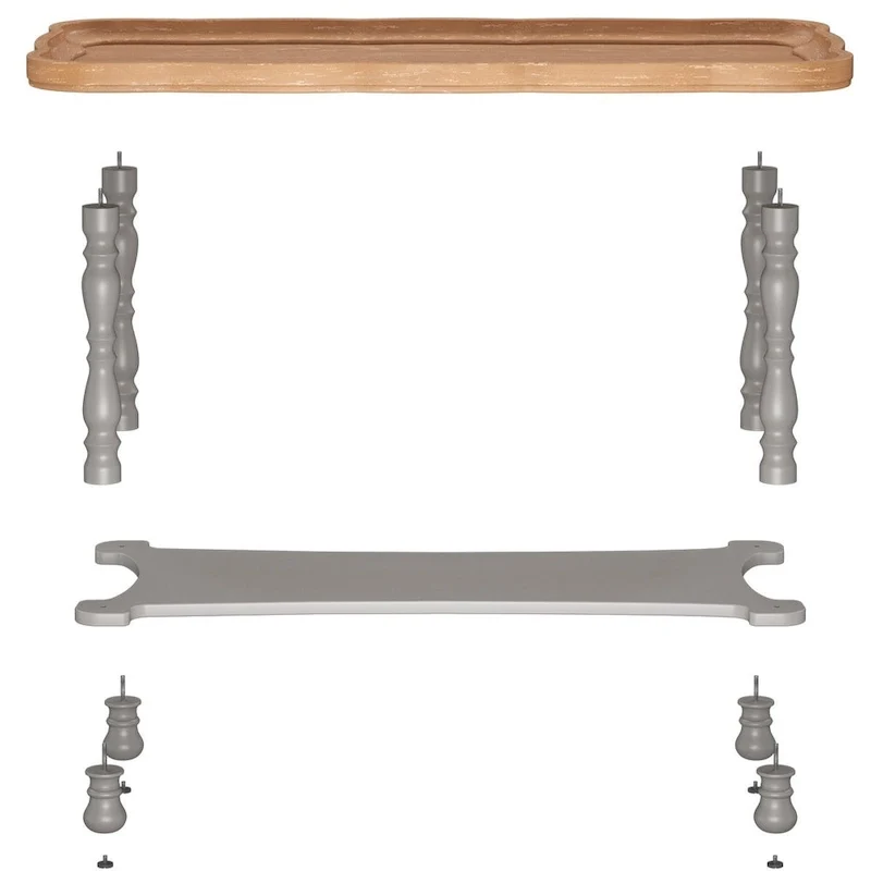 French Farmhouse Coffee Table with Natural Tray Top and Shelf