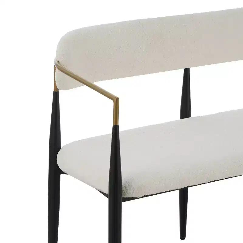 Christopher Knight Home Piper Modern Iron Frame Upholstered 55" Loveseat with Open Curved Back Black/Gold Boucle