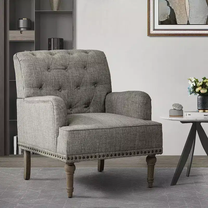 Armchair with Carved Legs - Grey