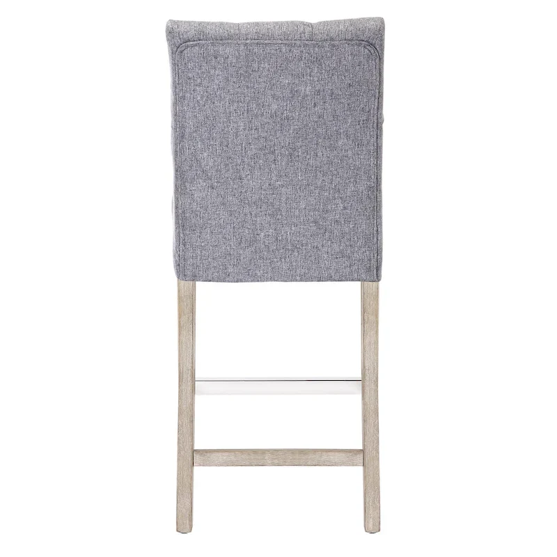 Classic Button Tufted Counter Stool with Antique Gray Legs - 24 Inch Seat Height
